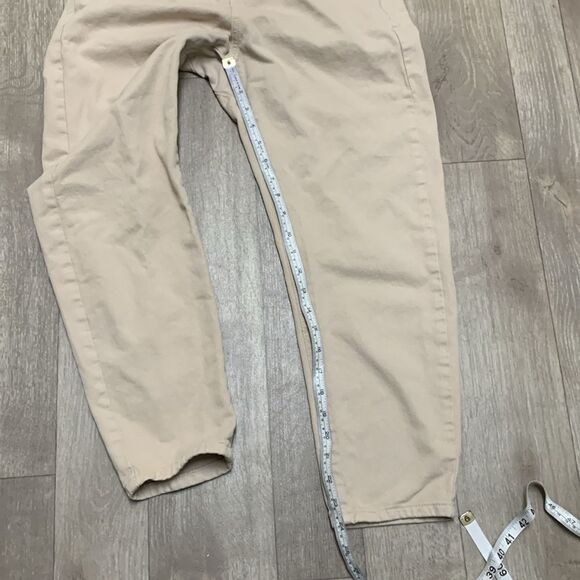 Womens Zara Paperbag Button Fly Baggy Loose Fit High Rise Khaki Ankle Pants - Picture 3 of 8